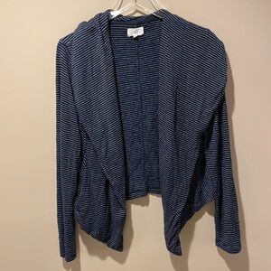 Lou & Grey Open Cardigan Navy Blue Striped